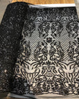 Black Luna Stretch Sequins Lace Fabric - Fashion Fabrics LLC
