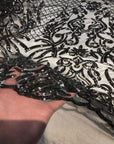 Black Luna Stretch Sequins Lace Fabric - Fashion Fabrics LLC