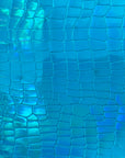 Turquoise Blue Iridescent Faux Crocodile Vinyl Fabric - Fashion Fabrics LLC