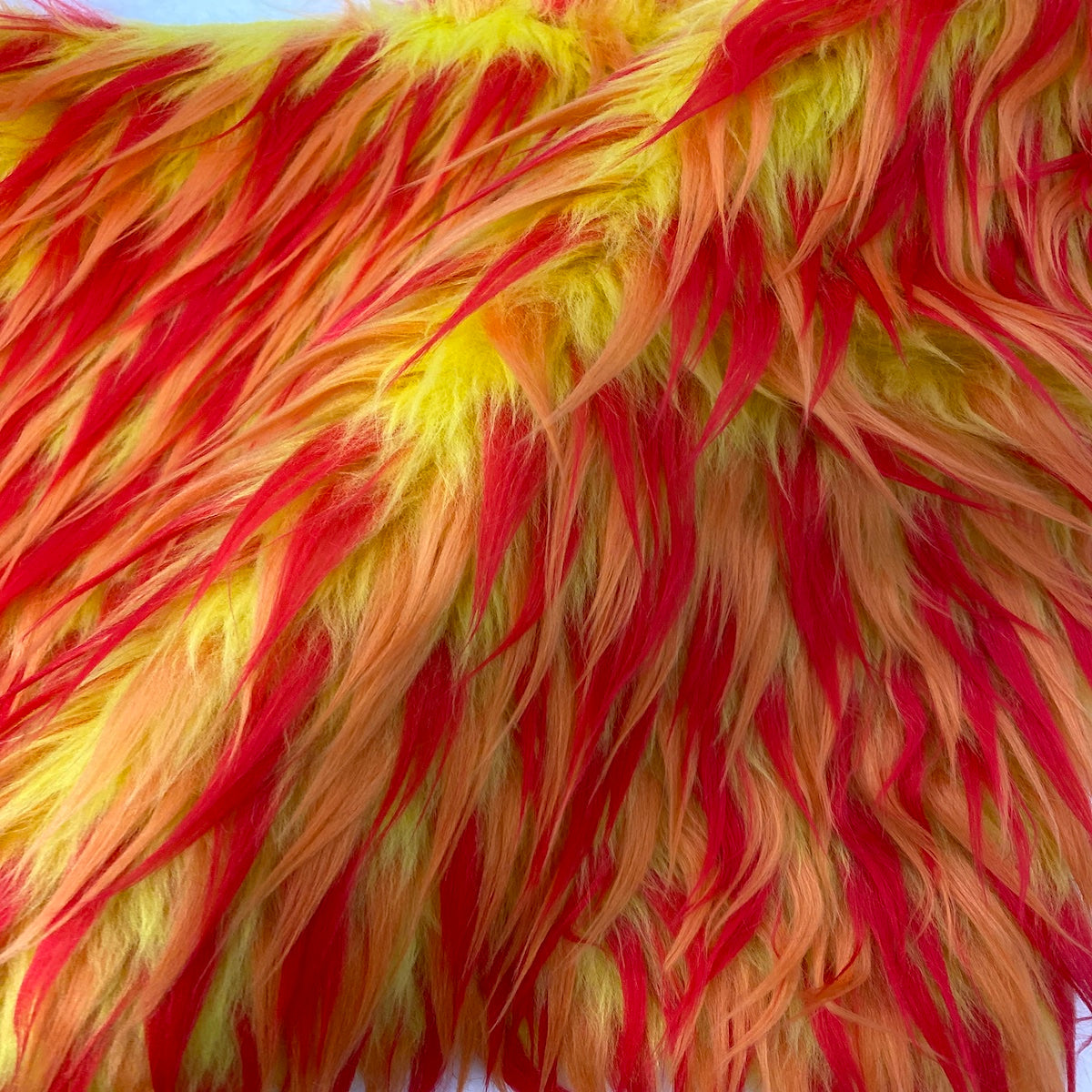 Yellow Red Orange Three Spike Shaggy Faux Fur Fabric - Fashion Fabrics LLC
