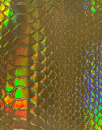 Gold Iridescent Viper Sopythana Snakeskin Vinyl Fabric - Fashion Fabrics LLC