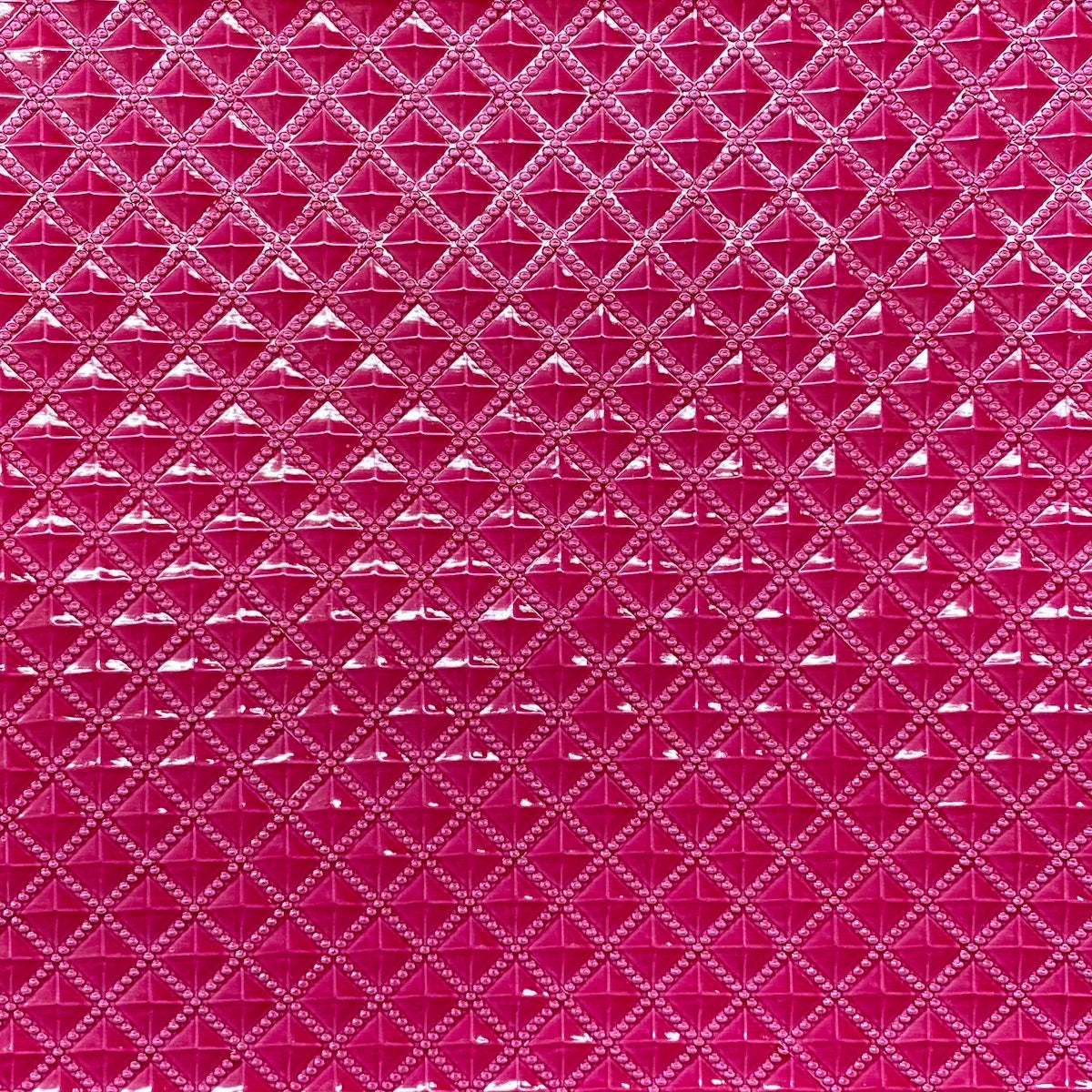 Fuchsia Diamond Embossed Vinyl Fabric - Fashion Fabrics LLC