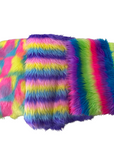 Unicorn Pastel Rainbow Stripe Long Pile Faux Fur Fabric - Fashion Fabrics LLC