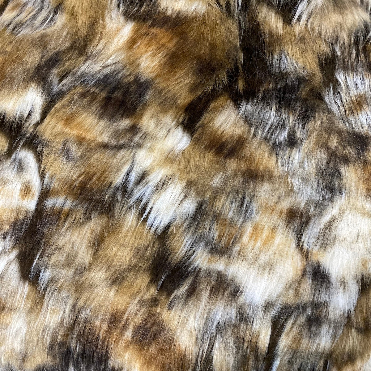 Neutral Brown Multicolor Patchwork Faux Fur Fabric - Fashion Fabrics LLC