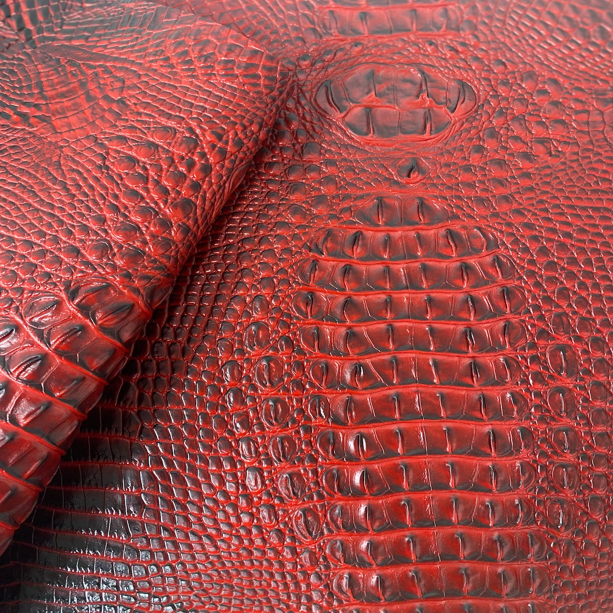 Red Amazon 3D Embossed Gator Faux Leather Vinyl Fabric - Fashion Fabrics LLC