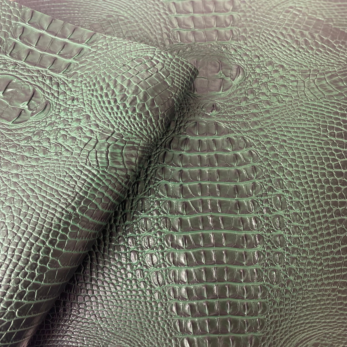 Hunter Green Amazon 3D Embossed Gator Faux Leather Vinyl Fabric - Fashion Fabrics LLC