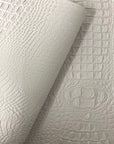 White Amazon 3D Embossed Gator Faux Leather Vinyl Fabric - Fashion Fabrics LLC