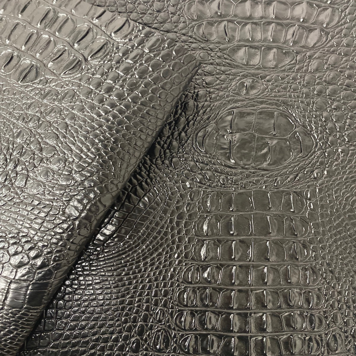 Black Amazon 3D Embossed Gator Faux Leather Vinyl Fabric - Fashion Fabrics LLC