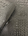 Black Amazon 3D Embossed Gator Faux Leather Vinyl Fabric - Fashion Fabrics LLC