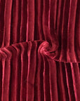 Maroon Red Pleated Stretch Velvet Fabric - Fashion Fabrics LLC