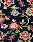 Red Multicolor Briony Floral Embroidered Stretch Velvet Fabric - Fashion Fabrics LLC