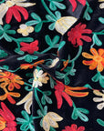 Teal Red Multicolor Briony Floral Embroidered Stretch Velvet Fabric - Fashion Fabrics LLC