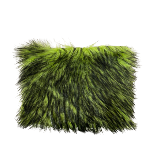 Lime Green Black Husky Print Long Pile Shaggy Faux Fur Fabric - Fashion Fabrics LLC