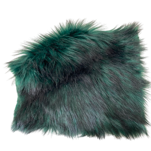 Hunter Green Black Husky Print Long Pile Shaggy Faux Fur Fabric - Fashion Fabrics LLC