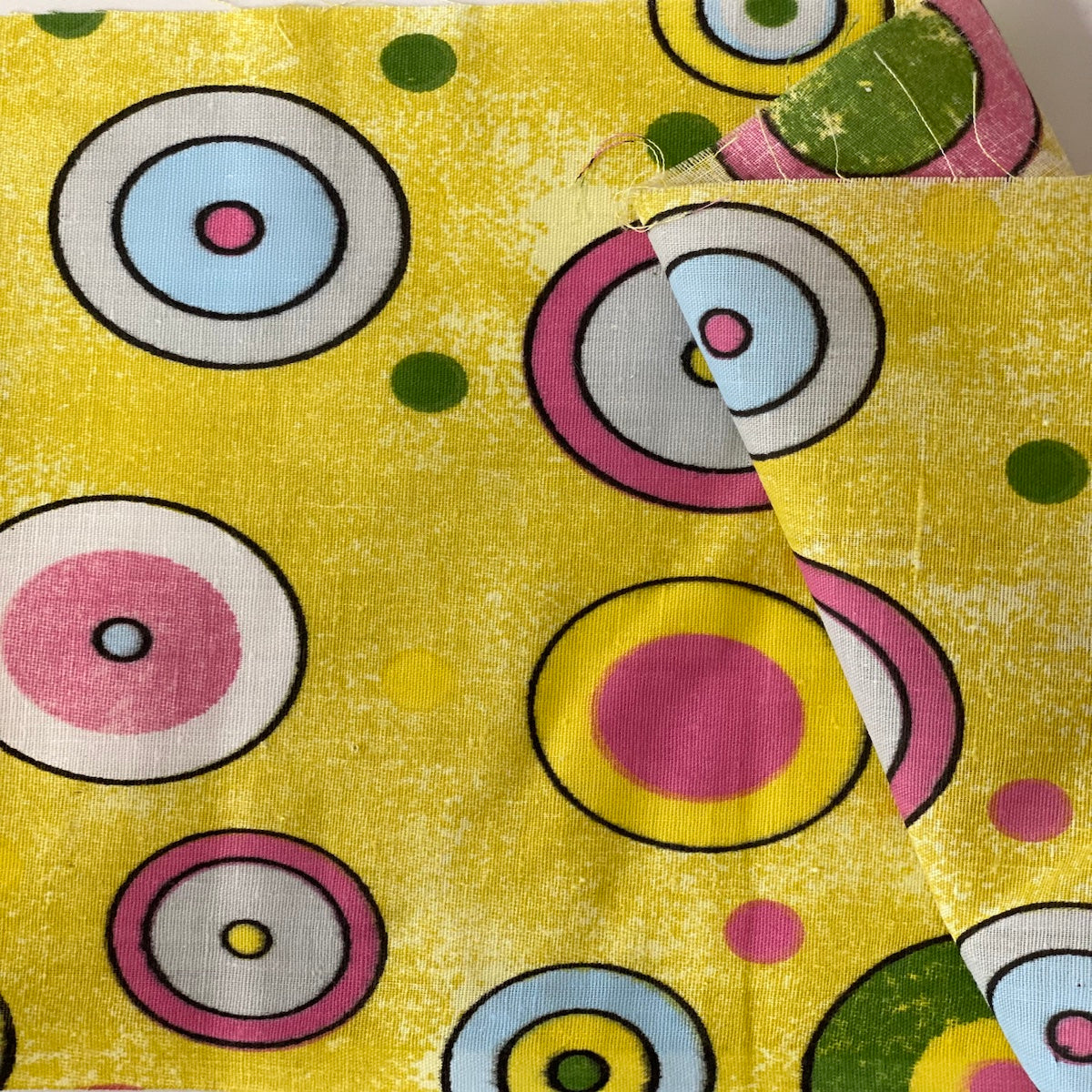 Yellow Sphere Circle Print Poly Cotton Fabric - Fashion Fabrics LLC