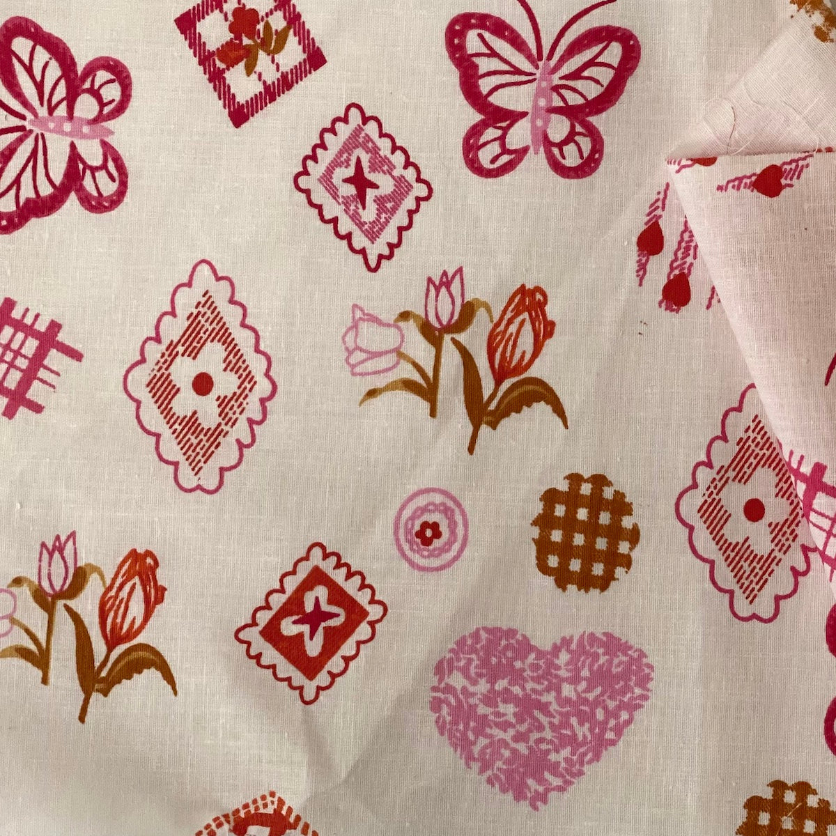 Hot Pink Butterfly Print Poly Cotton Fabric - Fashion Fabrics LLC