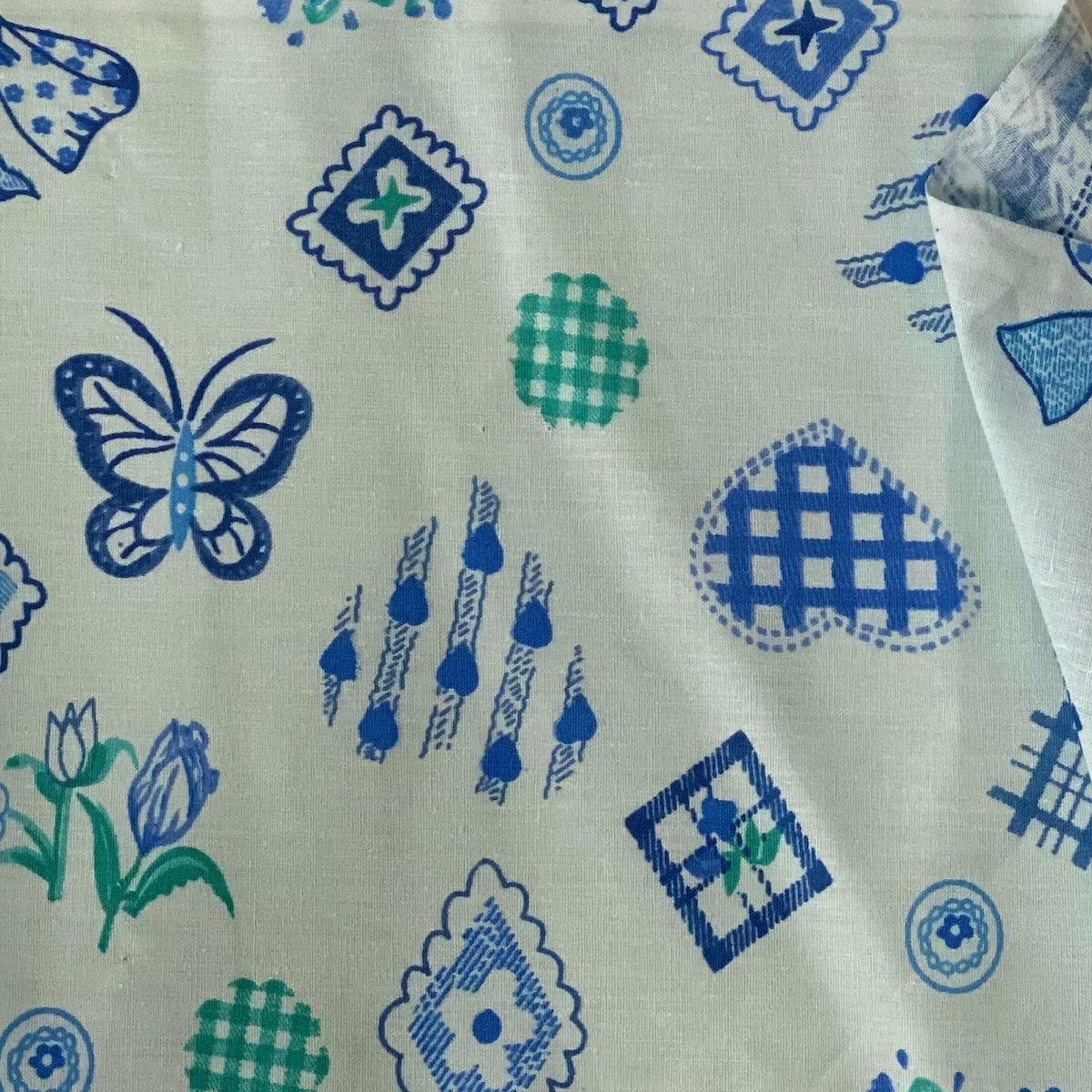 Baby Blue Butterfly Print Poly Cotton Fabric - Fashion Fabrics LLC