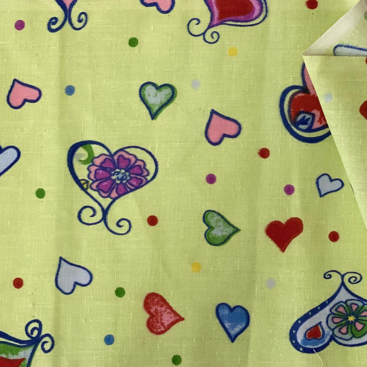 Mint Green Heart Shape Print Poly Cotton Fabric - Fashion Fabrics LLC