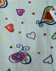 Baby Blue Heart Shape Print Poly Cotton Fabric - Fashion Fabrics LLC