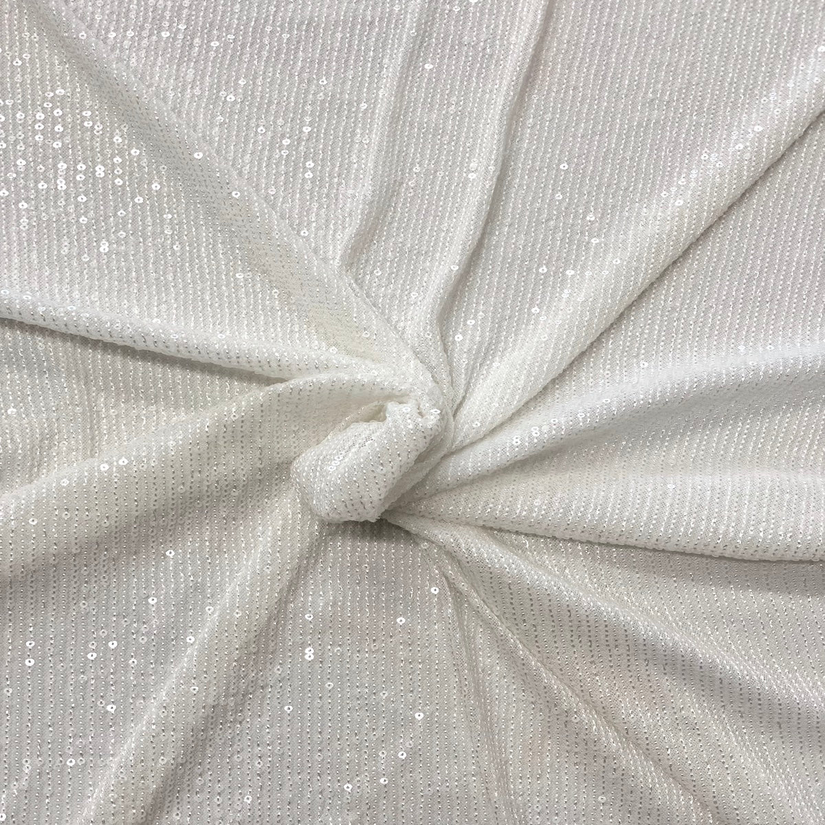 White Mille Striped Stretch Sequins Lace Fabric - Fashion Fabrics LLC