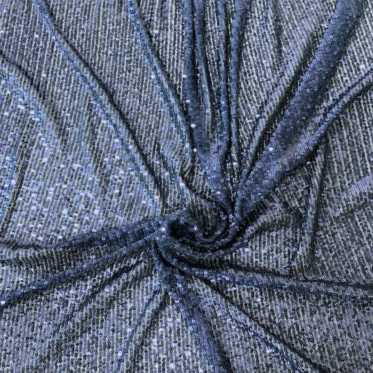 Navy Blue Mille Striped Stretch Sequins Lace Fabric - Fashion Fabrics LLC