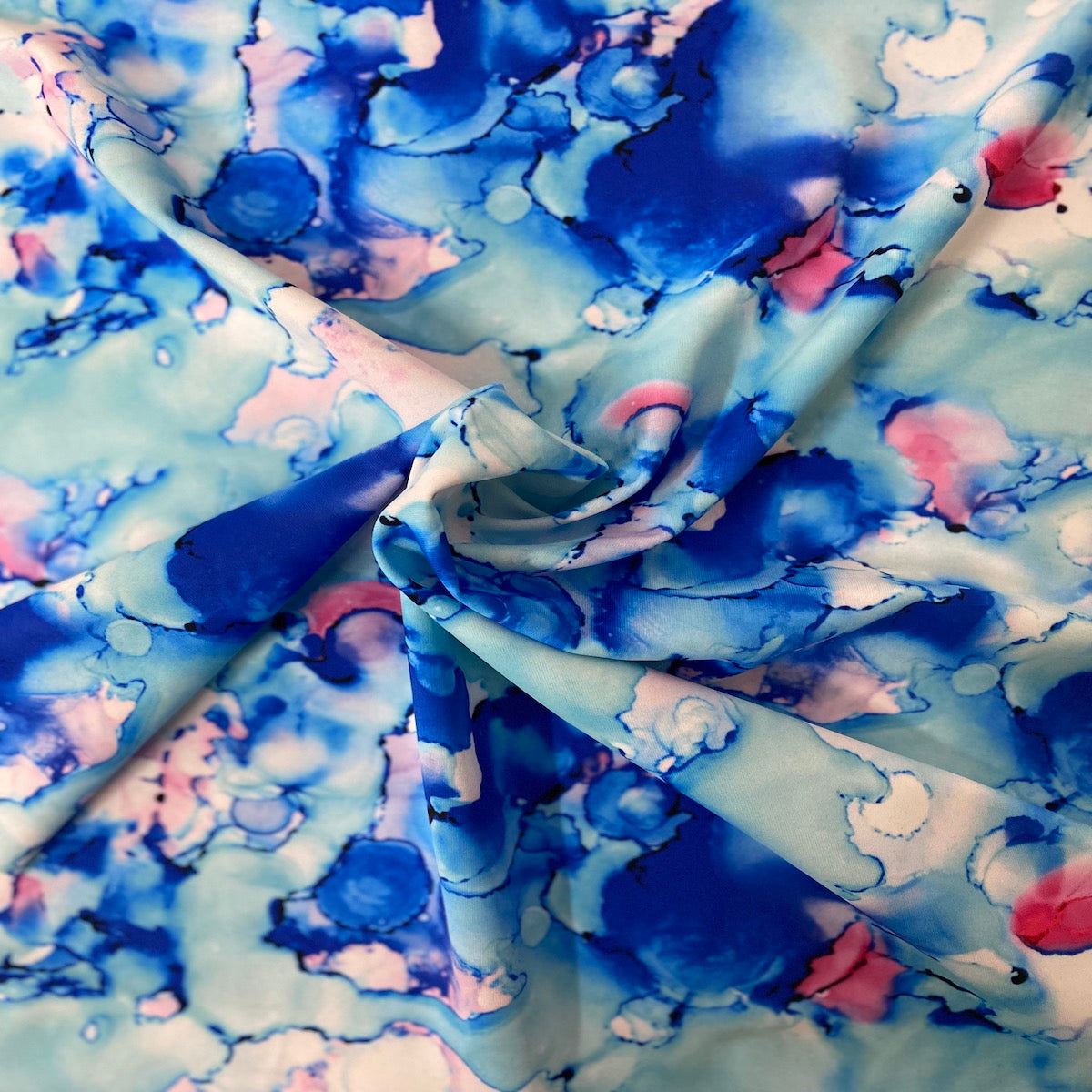 Blue Cloud Tie Dye Nylon Spandex Fabric - Fashion Fabrics LLC