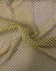 Yellow Serene Iridescent Rhinestone Fishnet Lace Fabric - Fashion Fabrics LLC
