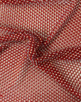 Red Serene Iridescent Rhinestone Fishnet Lace Fabric - Fashion Fabrics LLC