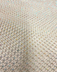 White Serene Iridescent Rhinestone Fishnet Lace Fabric - Fashion Fabrics LLC