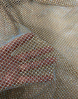 Gold Serene Iridescent Rhinestone Fishnet Lace Fabric - Fashion Fabrics LLC