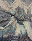 Iridescent Blue Black Mesh Flamingo Fringe Sequins Embroidered Fabric - Fashion Fabrics LLC