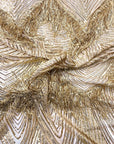 Gold Flamingo Fringe Sequins Embroidered Fabric - Fashion Fabrics LLC