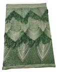 Hunter Green Flamingo Fringe Sequins Embroidered Fabric - Fashion Fabrics LLC