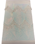 Iridescent Blue White Mesh Flamingo Fringe Sequins Embroidered Fabric - Fashion Fabrics LLC