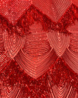 Red Flamingo Fringe Sequins Embroidered Fabric - Fashion Fabrics LLC