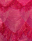Iridescent Pink Flamingo Fringe Sequins Embroidered Fabric - Fashion Fabrics LLC