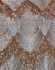 Champagne Gold Flamingo Fringe Sequins Embroidered Fabric - Fashion Fabrics LLC