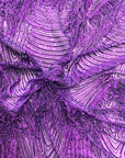 Purple Flamingo Fringe Sequins Embroidered Fabric - Fashion Fabrics LLC