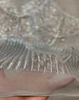 Silver Flamingo Fringe Sequins Embroidered Fabric - Fashion Fabrics LLC
