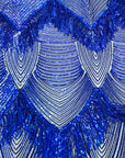 Royal Blue Flamingo Fringe Sequins Embroidered Fabric - Fashion Fabrics LLC