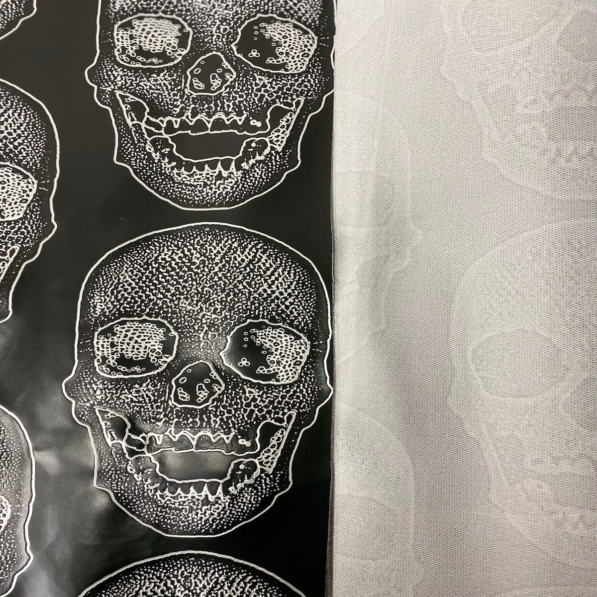 Black Skeleton Skull Vinyl Fabric - Fashion Fabrics LLC