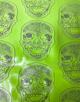 Lime Green Skeleton Skull Vinyl Fabric - Fashion Fabrics LLC