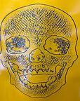 Yellow Skeleton Skull Vinyl Fabric - Fashion Fabrics LLC