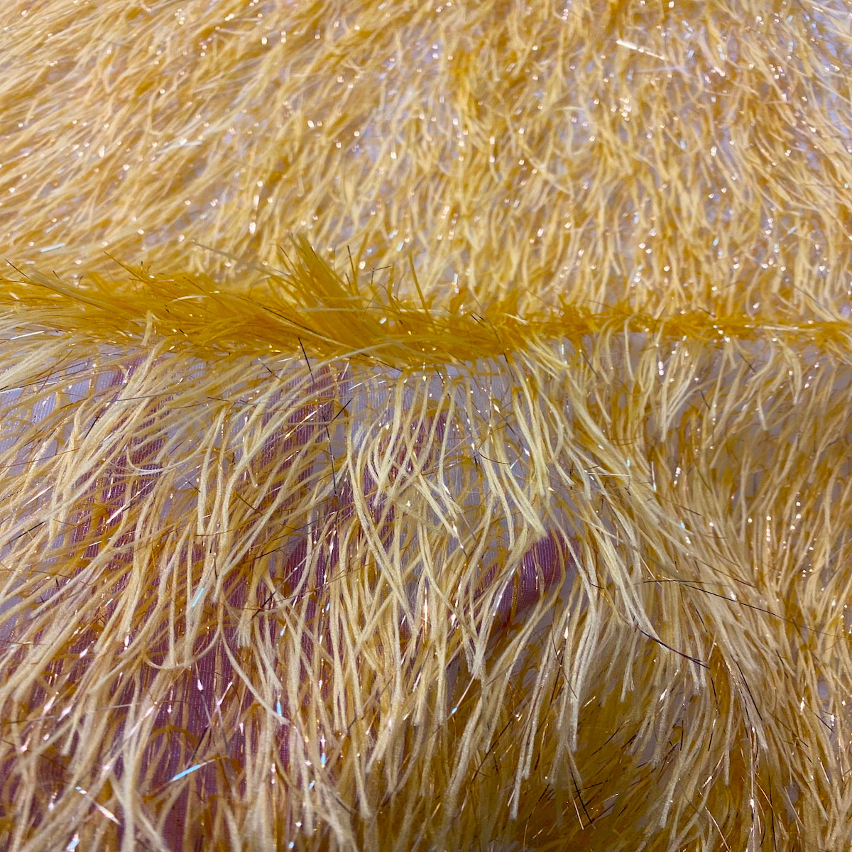 Gold Metallic Faux Ostrich Feather Lace Fabric - Fashion Fabrics LLC