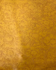 Mustard Yellow Western Floral PU Faux Leather Vinyl Fabric - Fashion Fabrics LLC