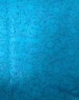Ocean Blue Western Floral PU Faux Leather Vinyl Fabric - Fashion Fabrics LLC