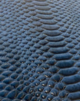 Blue Culebra Patent 3D Embossed Snakeskin Vinyl Fabric - Fashion Fabrics LLC