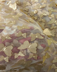Champagne Gold 3D Butterfly Embroidered Satin Lace Fabric - Fashion Fabrics LLC