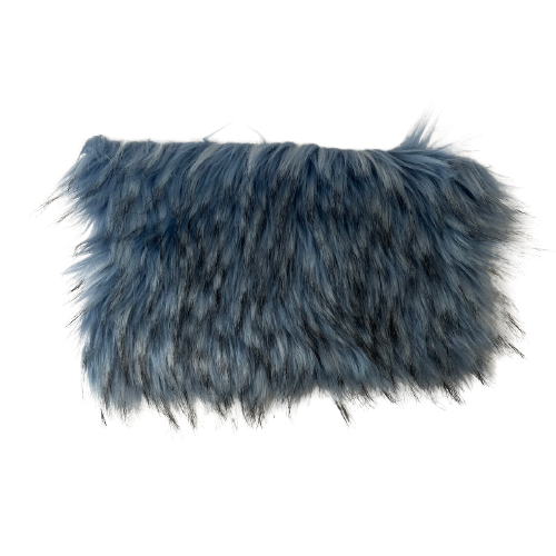 Baby Blue Black Husky Print Long Pile Shaggy Faux Fur Fabric - Fashion Fabrics LLC