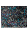 Teal Blue Sur Multicolor Burnout Stretch Velvet Fabric - Fashion Fabrics LLC